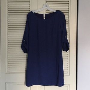 SOLD: Pink Owl Solid Navy Blue 3/4 Sleeve Dress