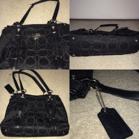 Beautiful black coach sued bag- PURPLE INTERIOR