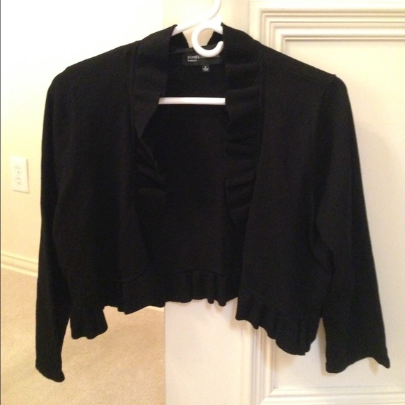 JONES NEW YORK Black Ruffle Shrug- Size 4