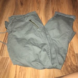 J. Crew Army green cropped boyfriend jeans