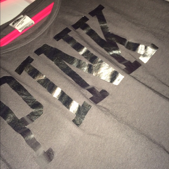 VS PINK metallic grey crop top