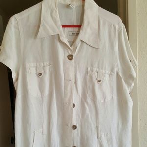 White linen short sleeve summer jacket