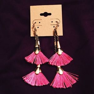 Vintage Pink Fringe Earrings