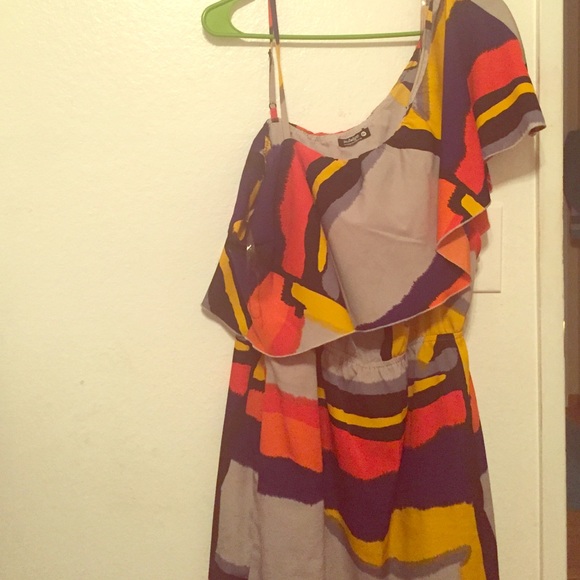 One Shoulder Colorful Dress