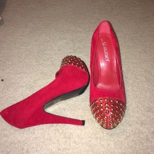 RED GLITTER STUDDED high heals!