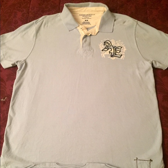 Like New American Eagle Men's Sky Blue Polo