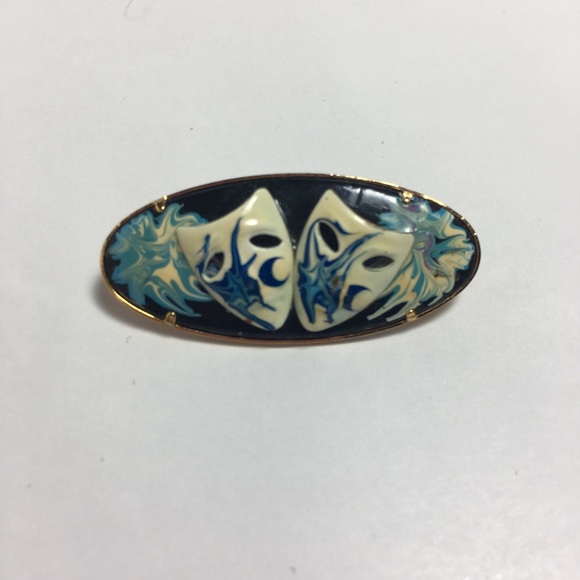 Vintage Drama Mask Pin With Gift Box