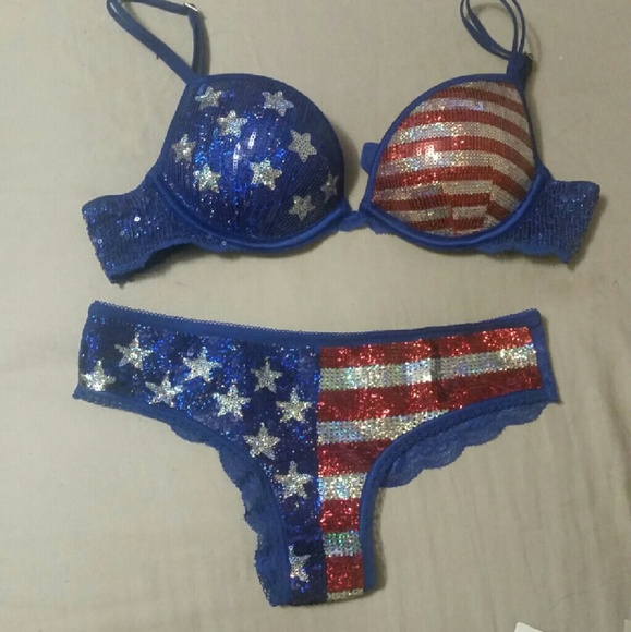 Victorias SECRET pink American Flag set - Picture 3 of 4