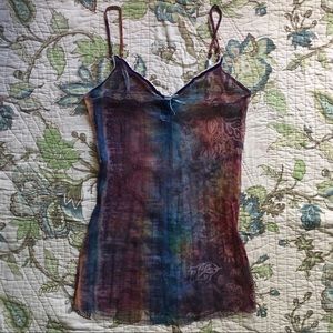 Vintage 90s early 2000s rainbow mesh tank top