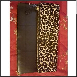 *Brand New* Faux Leopard Suede Foldable Clutch