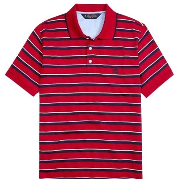 Men's Red Striped Brooks Brothers Polo Large