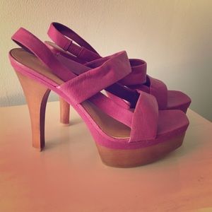Purple Nine West platform sandals