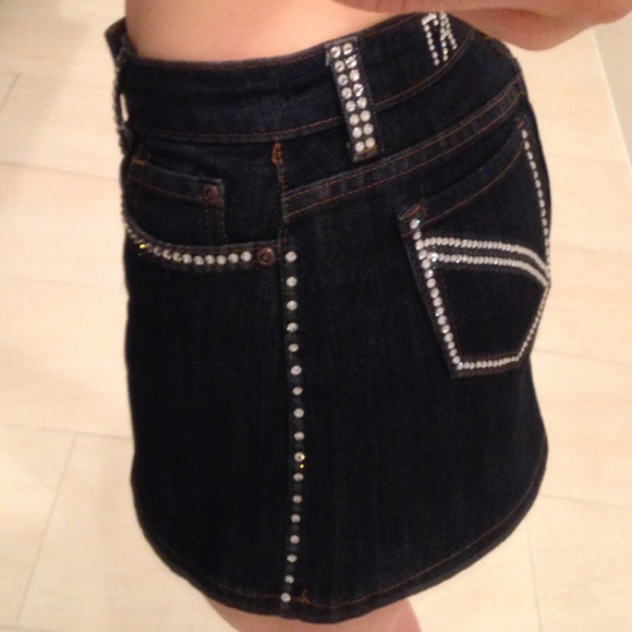 SWAROVSKI CRYStALS Denim Mini Skirt - Picture 4 of 5