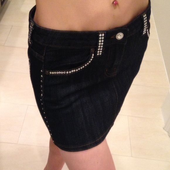 SWAROVSKI CRYStALS Denim Mini Skirt - Picture 5 of 5