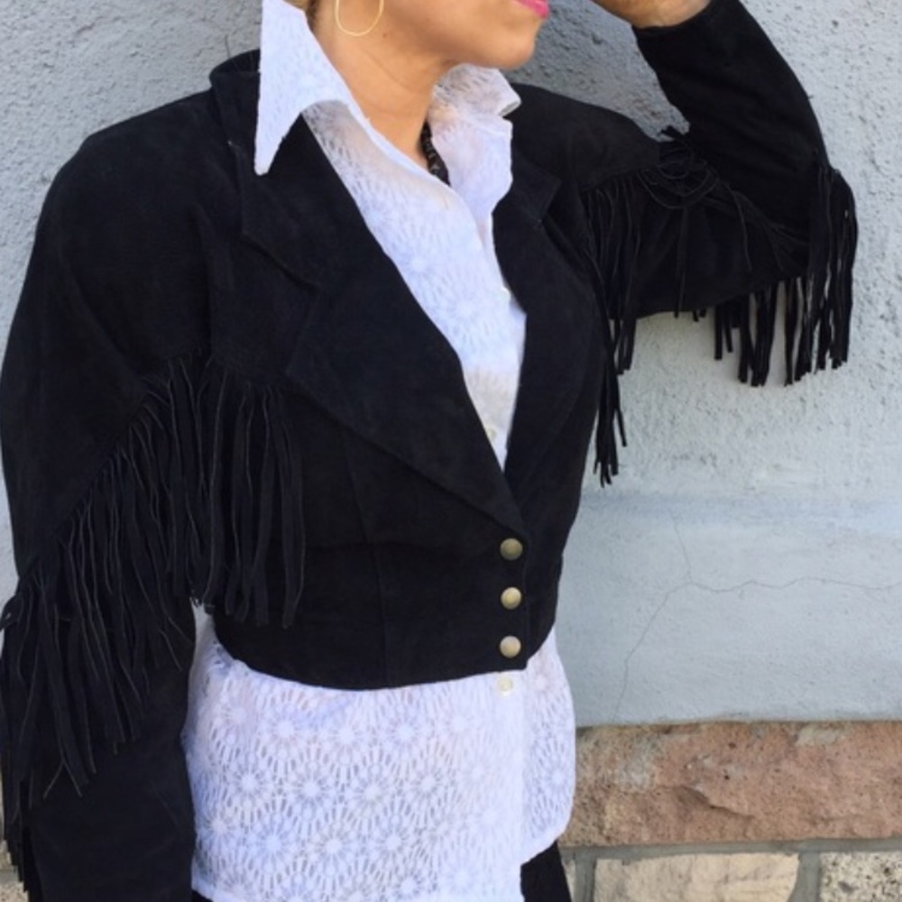 Vintage code nouveau suede fringe jacket