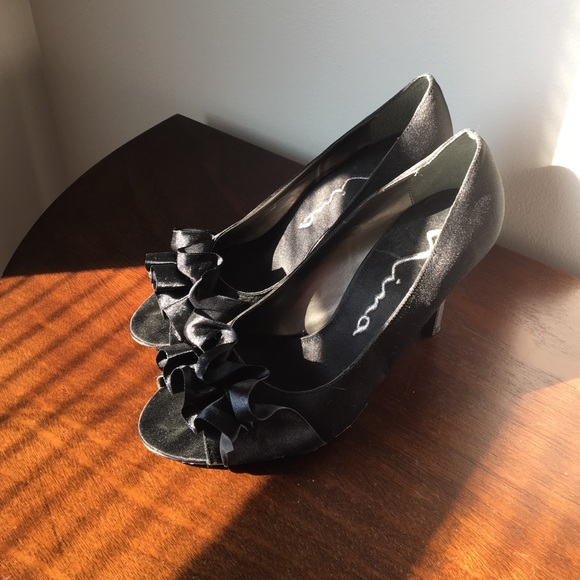 Nina black peep toe heels