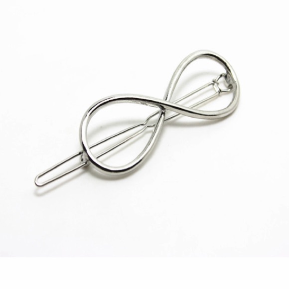 🆕 SILVER Infinity Hair Clips Barrettes Pair - Picture 2 of 4