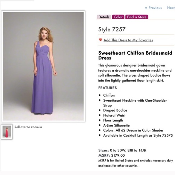 Alfred Angelo one should chiffon bridesmaid dress