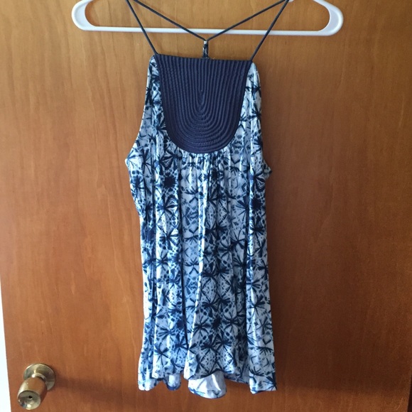 Anthropologie blue embellished tank sz S