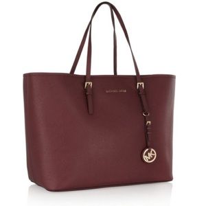 Michael Kors Large Jet Set Travel Tote, Claret