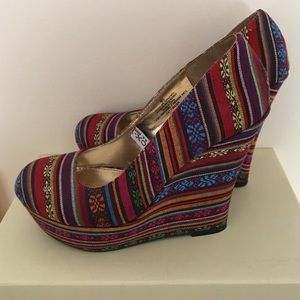 Multi-Colored Wedged Heels