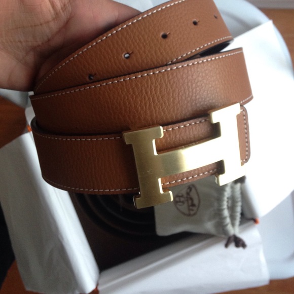 Hermes belt size 32-36 men's brown tan leather
