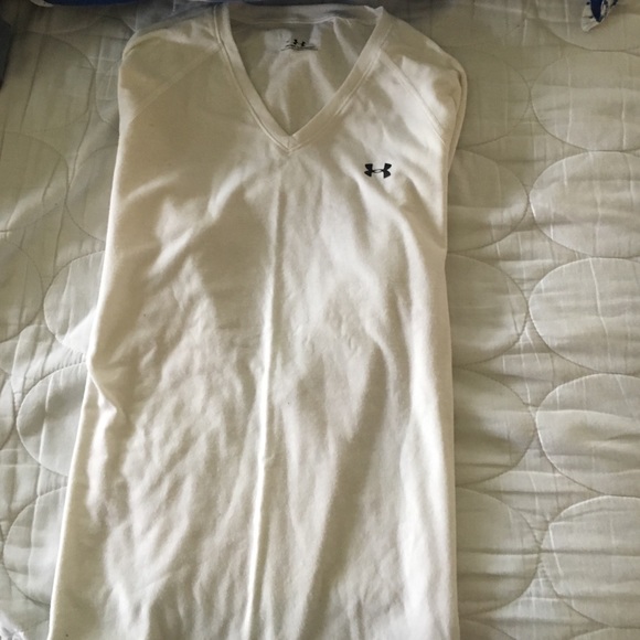 Underarmour Heat Gear v-neck, white and gray