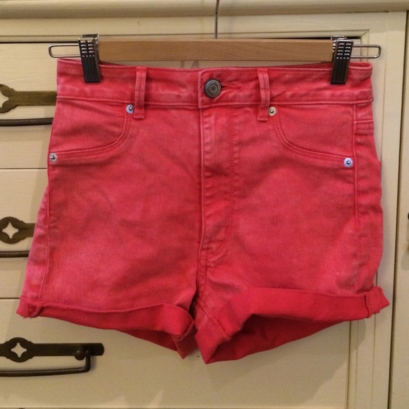 American Eagle high waisted pinkred jegging shorts - Picture 1 of 4