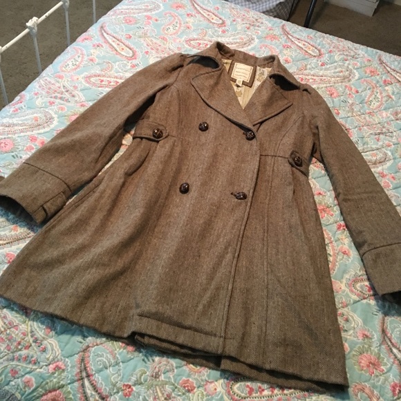 Heritage herringbone pea coat, M