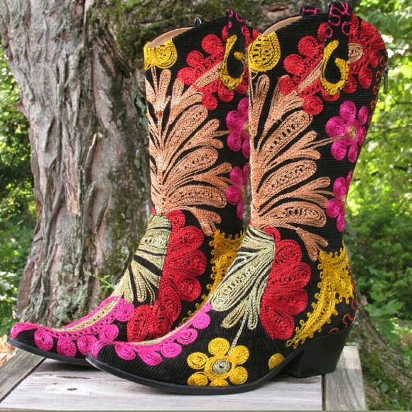 Free People Shoes - Velvet Road Vintage Embroidered Cowboy Boots