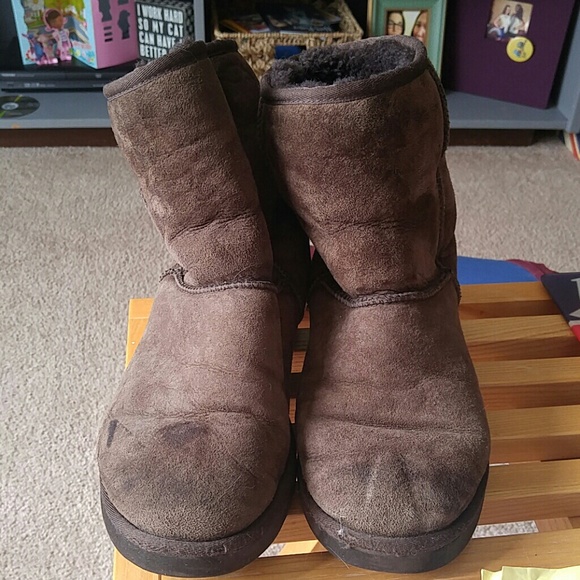 Brown short classic uggs size 10