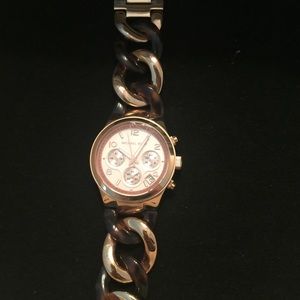 Michael Kors rose gold and tortoise watch