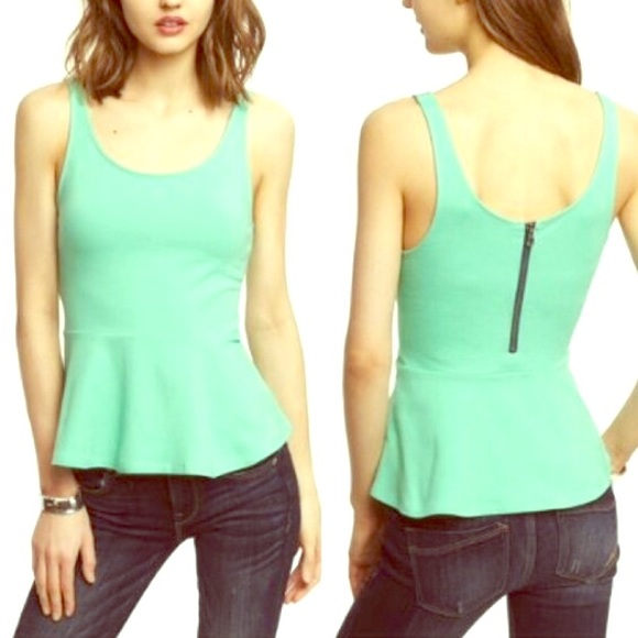 {EXPRESS} Mint Green Peplum w/ Exposed Zip