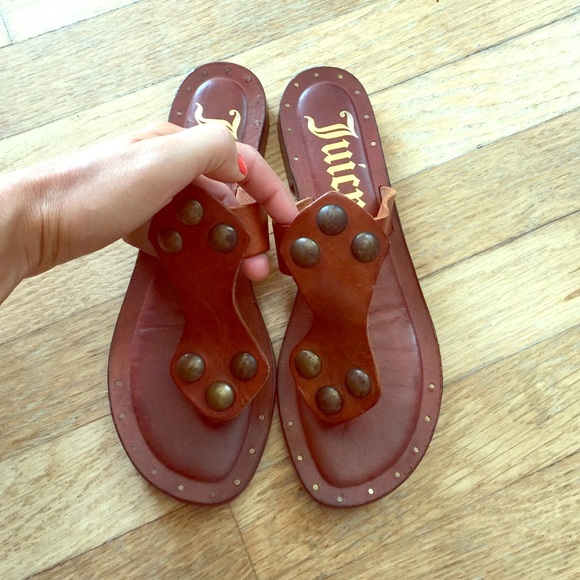 Juicy Couture | Shoes | Juicy Brown Leather Sandals Great Condition ...