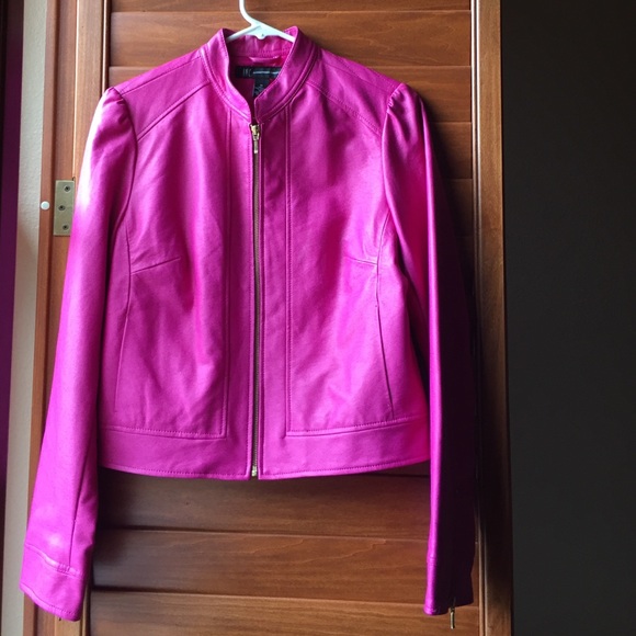 Pink faux leather Moto jacket