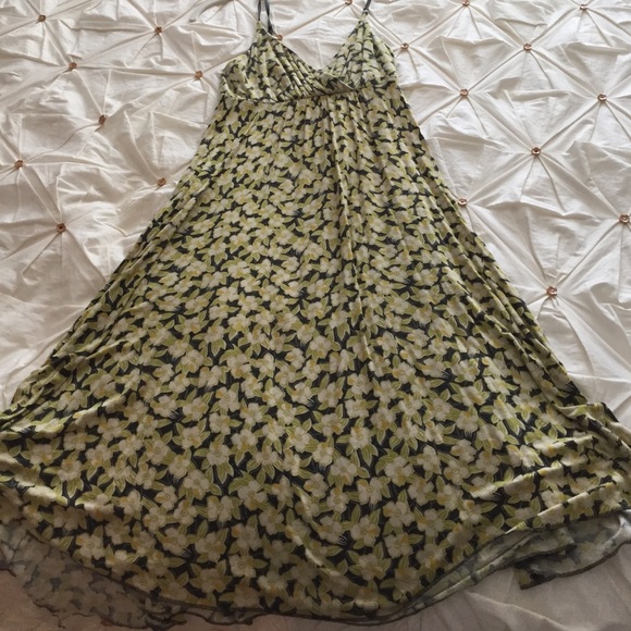 Anthropologie yellow floral dress