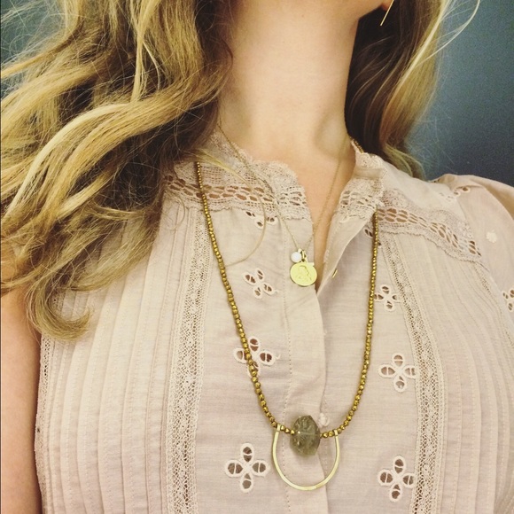 Smoky Quartz + Hematite Half Moon Necklace