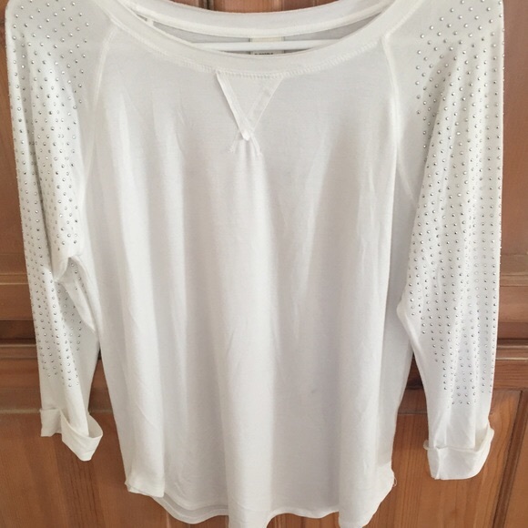 White Shirt w/ Embellished Sleeves