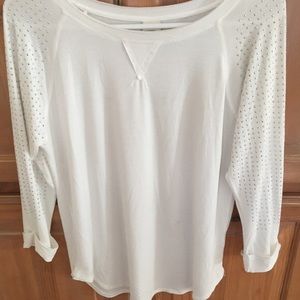 White Shirt w/ Embellished Sleeves