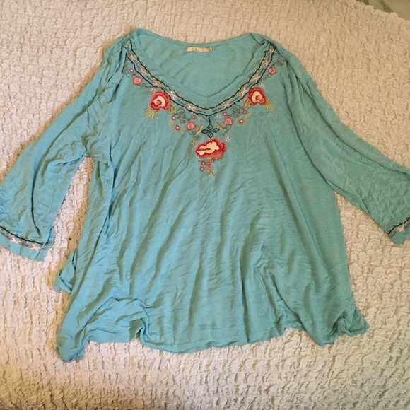 Caite Modcloth 2X Embroidered Tunic