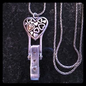 Brighton silver Floating Heart badge/ID clip