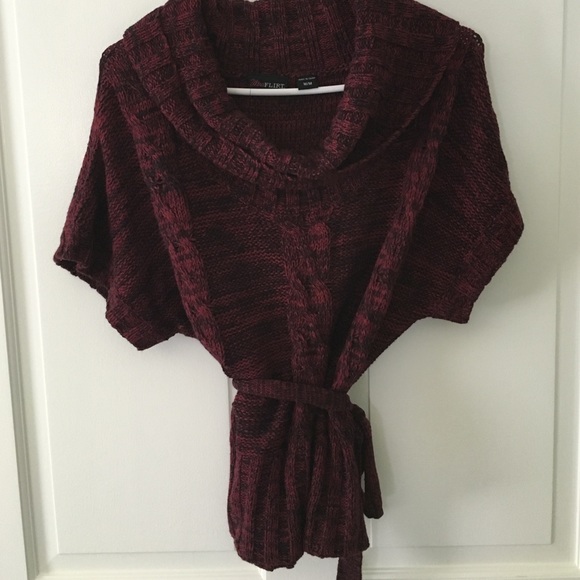 Maroon and black cowl neck sweater