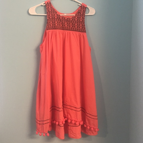 Black and Coral Pom-Pom dress