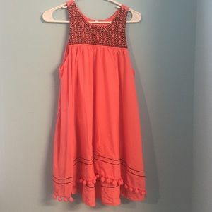 Black and Coral Pom-Pom dress