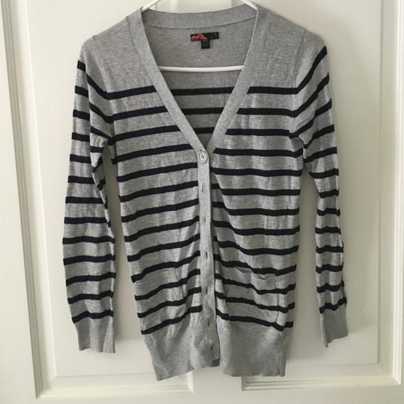 Grey and navy button up cardigan