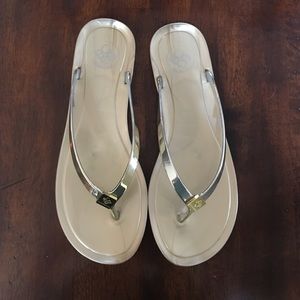 BCBG Generation Gold-tone Thong Sandals Size 8