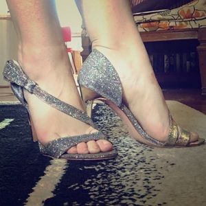 Gold and silver dramatic metallic stilettos