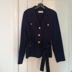 Navy blue Badgley Mischka linen blazer - size m