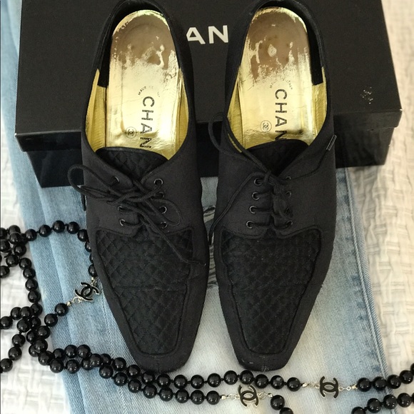 Chanel Shoes - Chanel vintage satin lace-up shoes