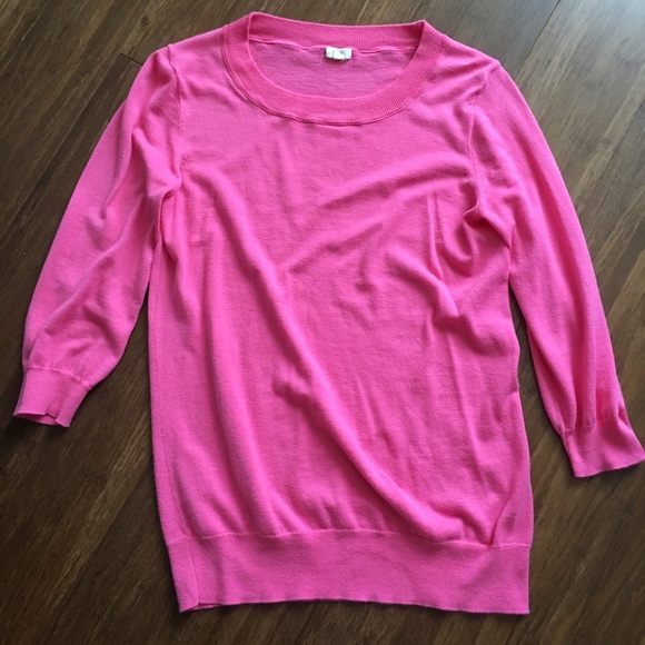 J. Crew Bright Pink Sz 2 sweater with 3/4 sleeve